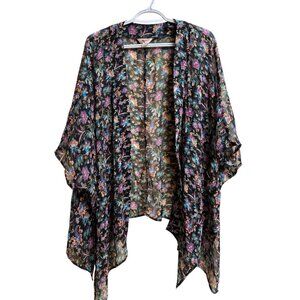 Arizona Jeans L Floral Boho Kimono Duster Sheer Open Front